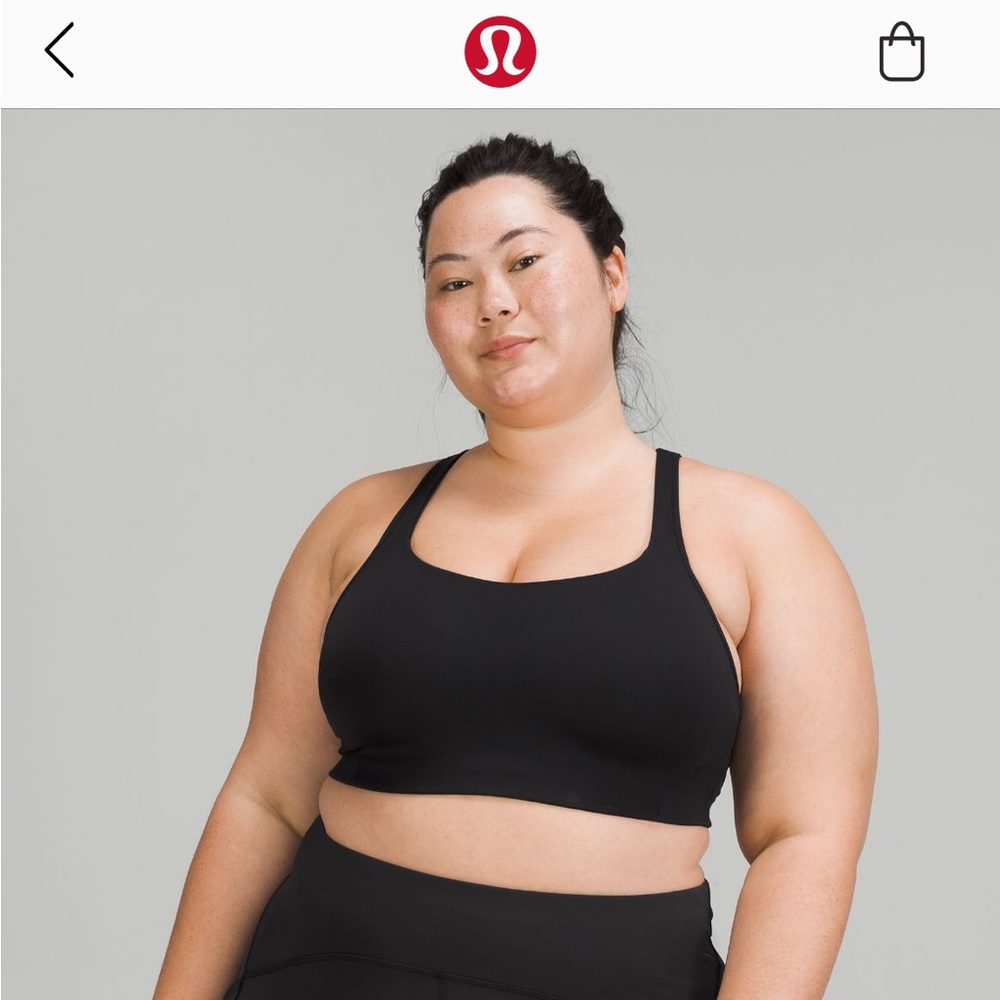 Lululemon All Powered Up Black Sports Bra 38C Medium Support